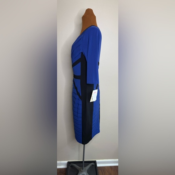NWT Sangria Royal Blue Black Envelope Flap Dress Deep V Neck Size 12 - Picture 4 of 12